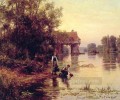 Two Girls by a Stream Louis Aston Knight